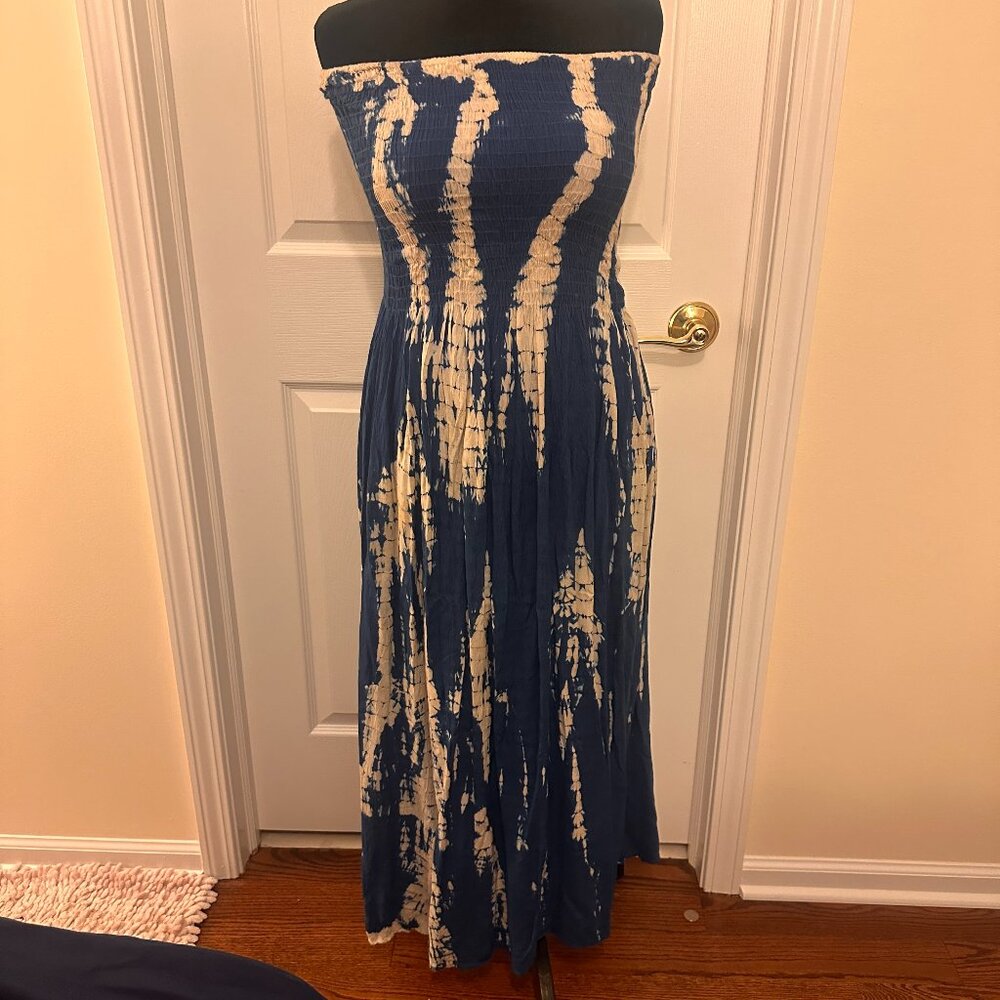 Aruba Blue Strapless Summer Dress – Size M